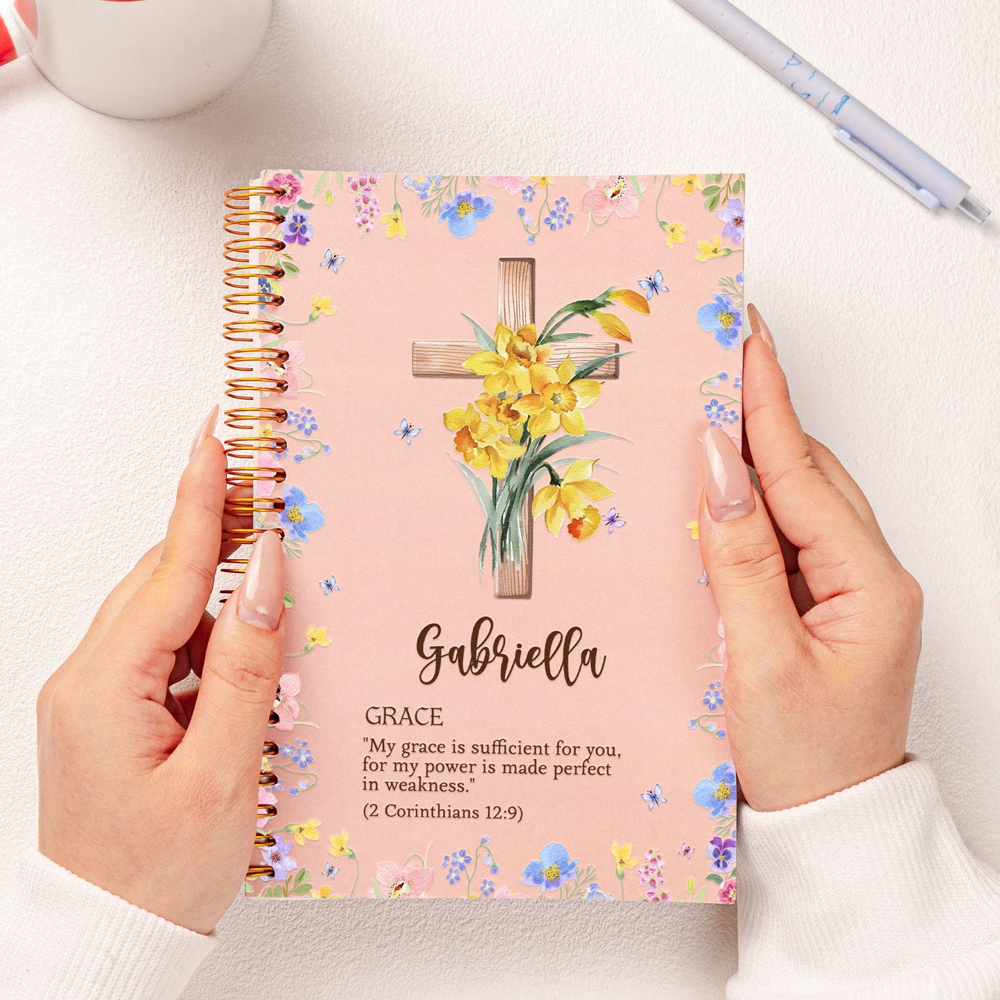 Custom Birth Flower With Bible Verse Match With Name - Personalized Prayer Journal