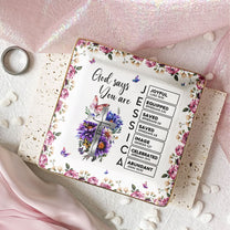 Custom Birth Flower With Name Letter In Bible Christian Gift - Personalized Jewelry Dish