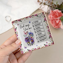 Custom Birth Flower With Name Letter In Bible Christian Gift - Personalized Jewelry Dish