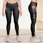 Custom Birth Flower With Name - Personalized Leggings