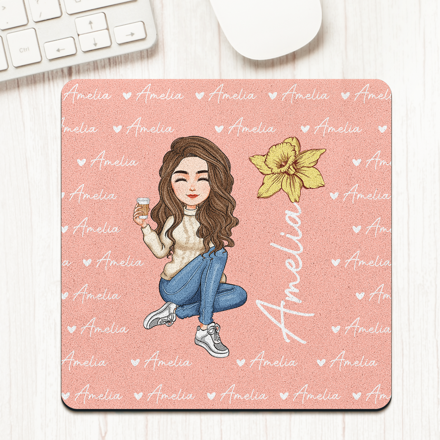 Custom Birth Flower With Name - Self Gift, Birthday Gifts - Custom Shape Mouse Pad