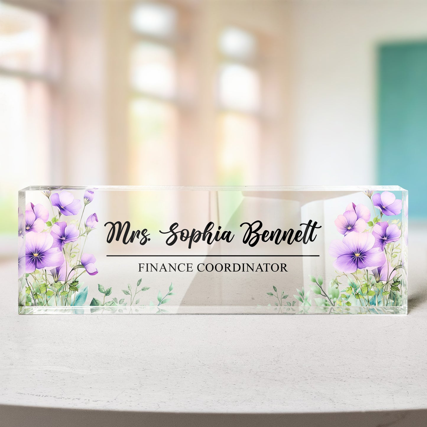 Custom Birth Flower & Name For Coworkers, Teacher Thank You Gifts - Personalized Name Plate