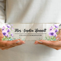 Custom Birth Flower & Name For Coworkers, Teacher Thank You Gifts - Personalized Name Plate
