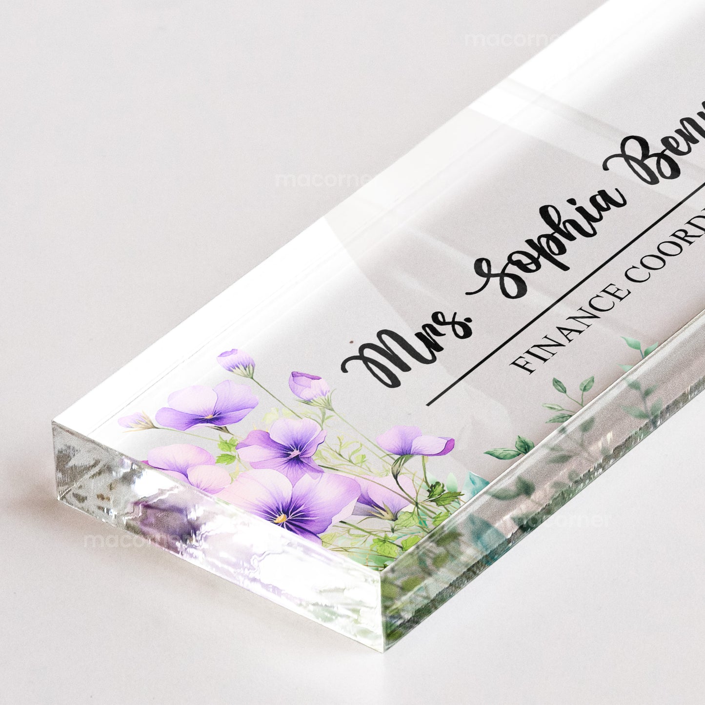 Custom Birth Flower & Name For Coworkers, Teacher Thank You Gifts - Personalized Name Plate