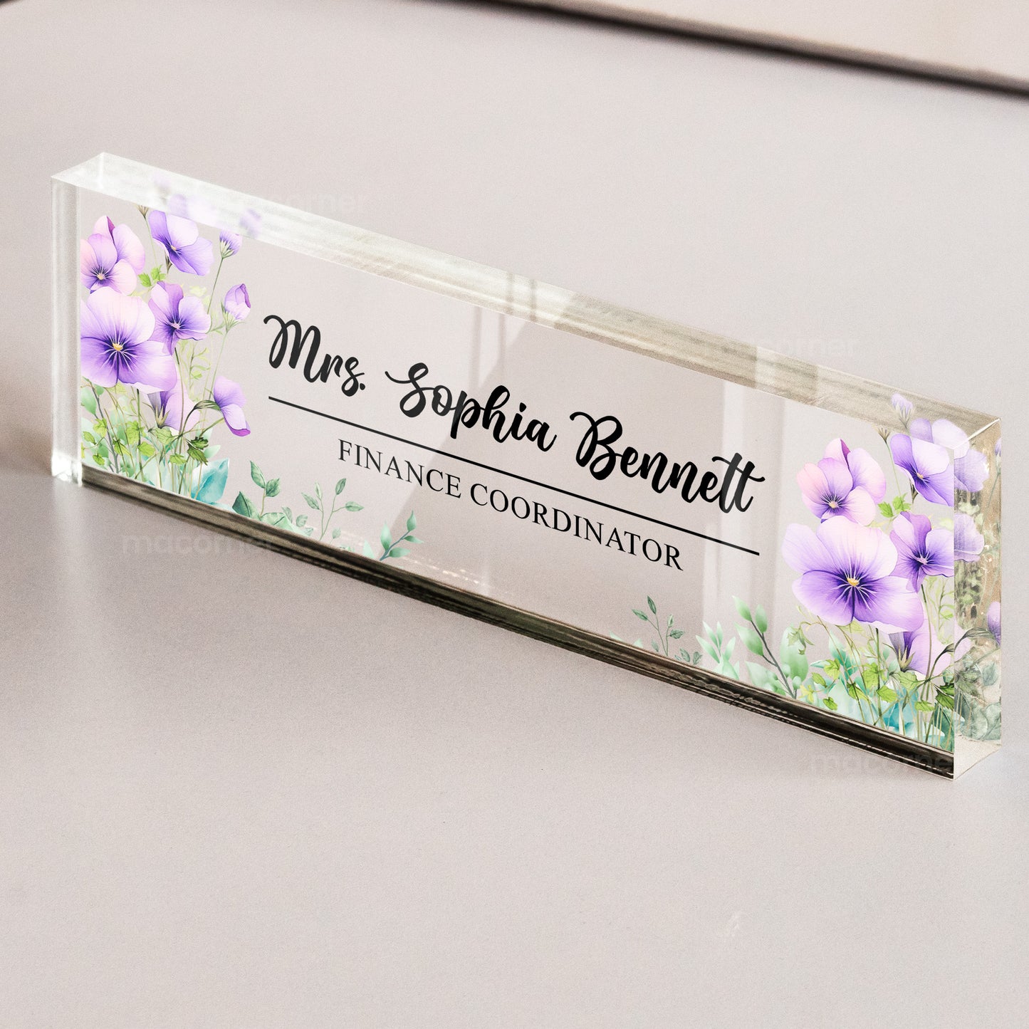 Custom Birth Flower & Name For Coworkers, Teacher Thank You Gifts - Personalized Name Plate