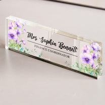 Custom Birth Flower & Name For Coworkers, Teacher Thank You Gifts - Personalized Name Plate