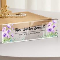 Custom Birth Flower & Name For Coworkers, Teacher Thank You Gifts - Personalized Name Plate