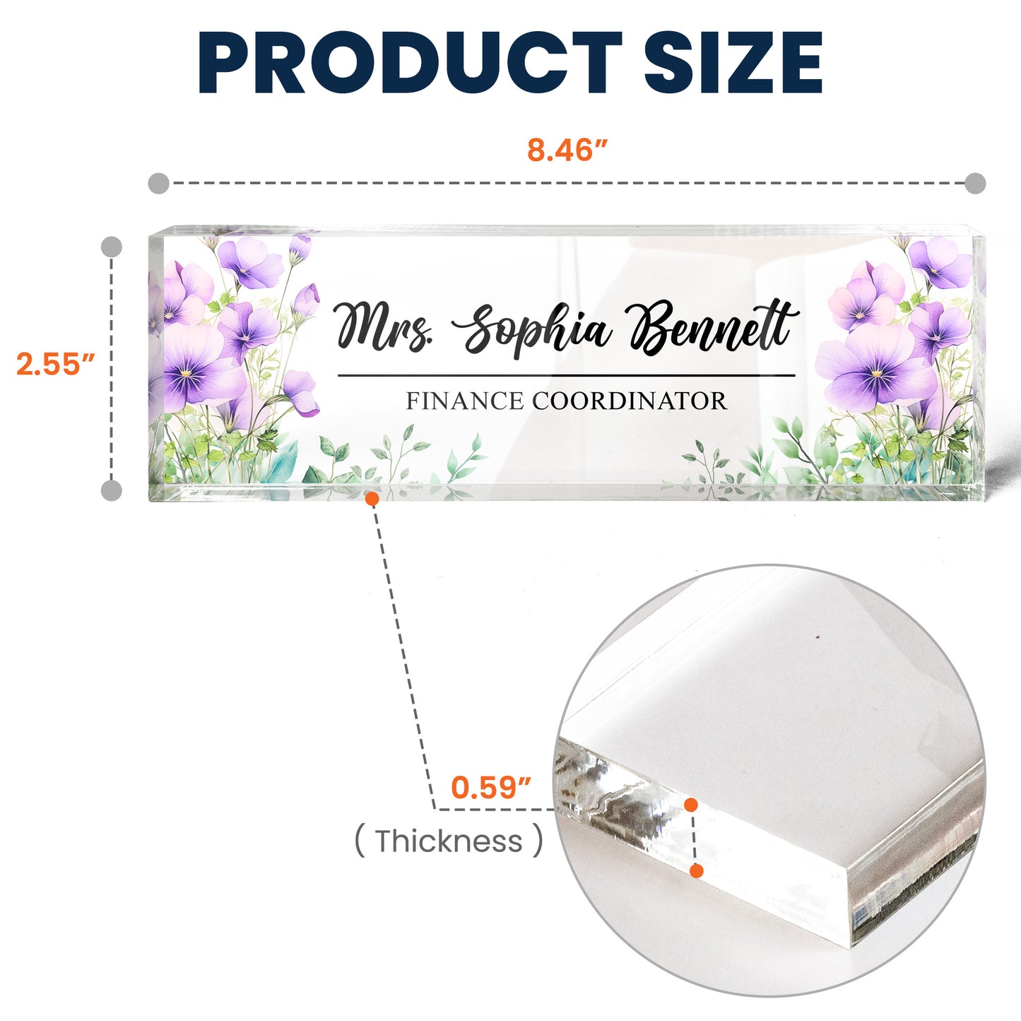 Custom Birth Flower & Name For Coworkers, Teacher Thank You Gifts - Personalized Name Plate