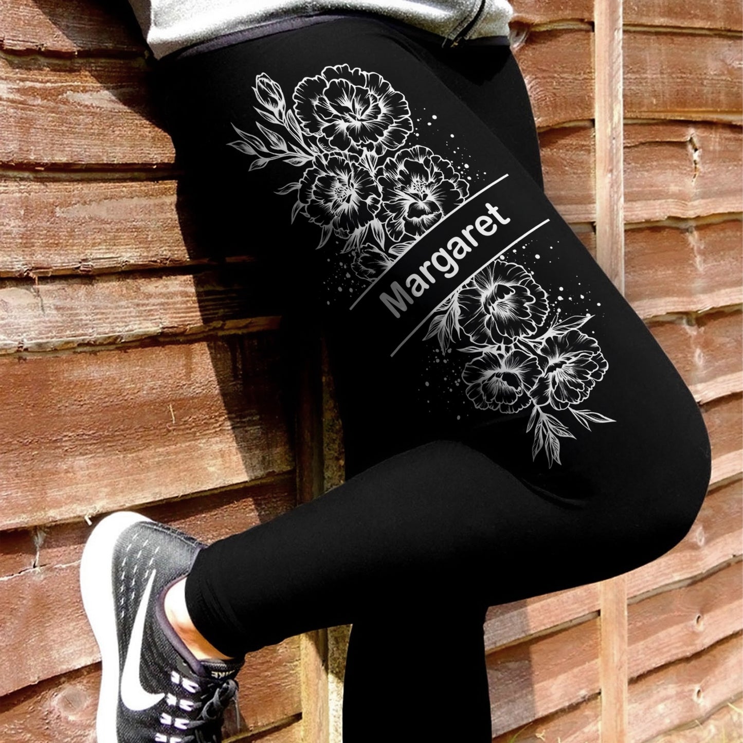 Custom Birth Flower & Name For Girls, Women - Personalized Leggings