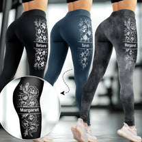 Custom Birth Flower & Name For Girls, Women - Personalized Leggings