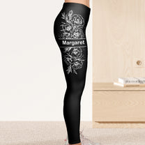 Custom Birth Flower & Name For Girls, Women - Personalized Leggings