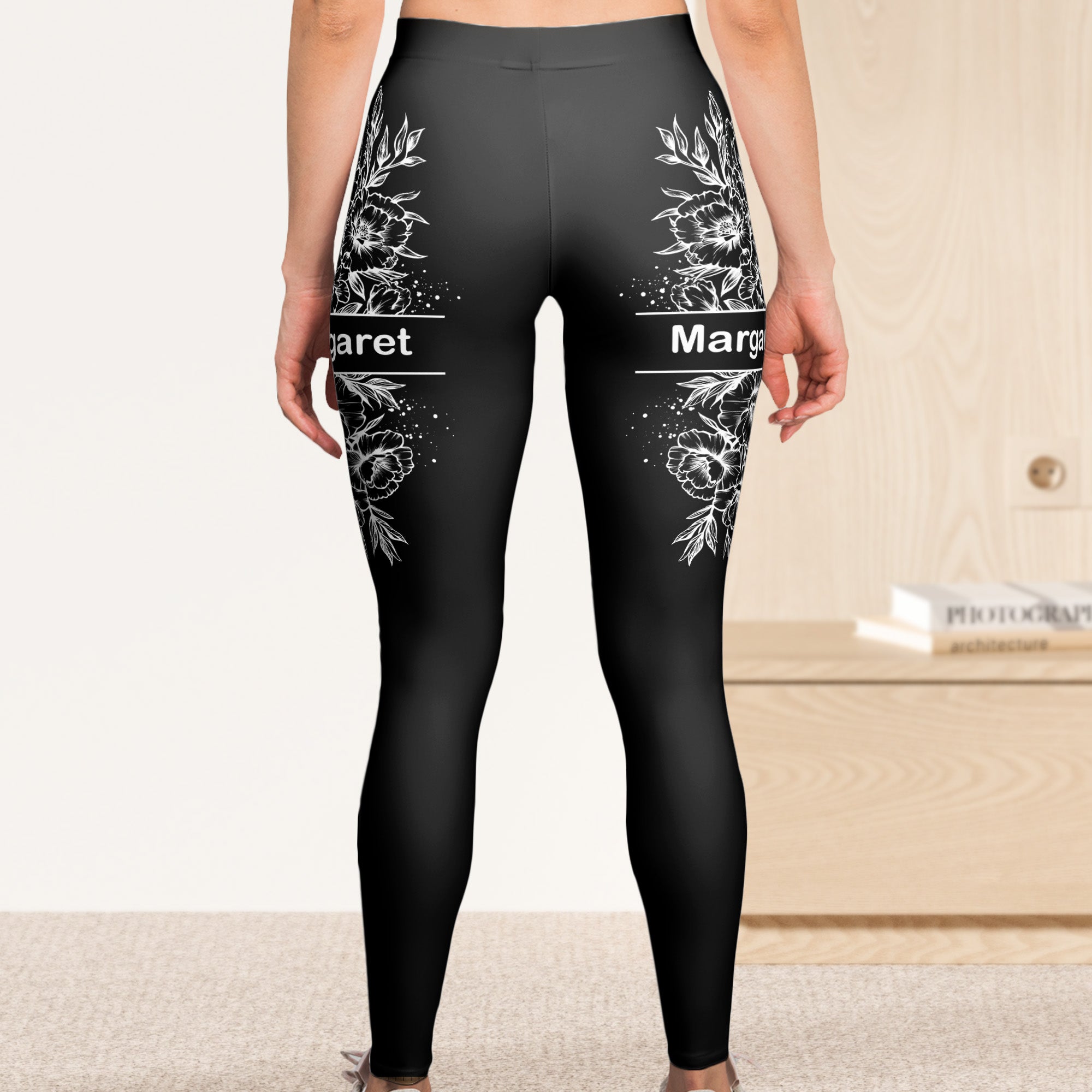 Custom Birth Flower & Name For Girls, Women - Personalized Leggings