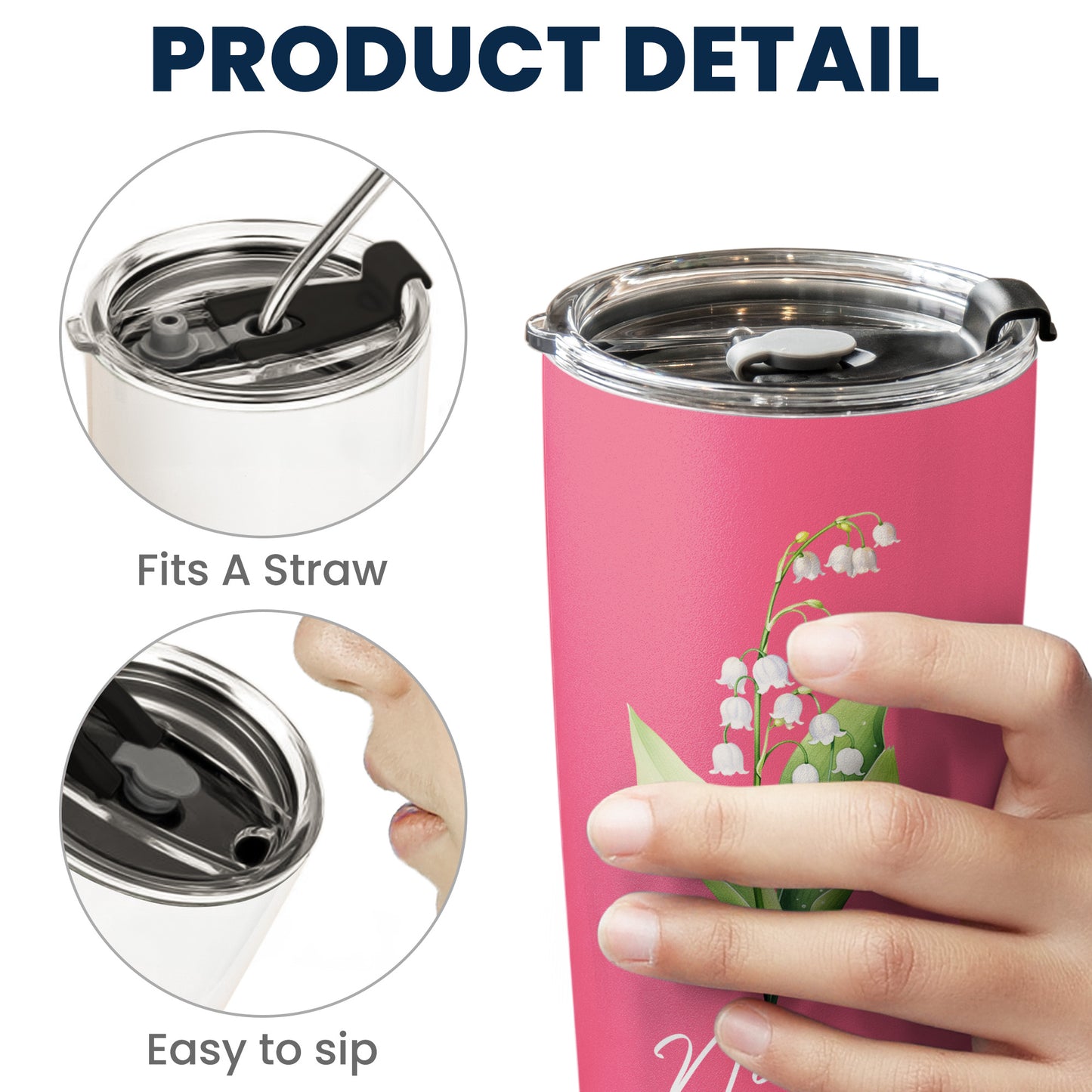 Custom Birth Flower & Name For Her, Gift For Friends, Coworkers, Daughters, Sisters - Personalized Tumbler Cup