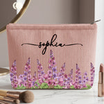 Custom Birth Flower & Name For Her, Coworker, Friends, Daughter - Personalized Makeup Bag