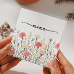 Custom Birth Flower & Name For Her, Gift For Friends, Coworkers, Daughters, Sisters - Personalized Coaster