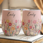 Custom Birth Flower & Name For Her, Gift For Friends, Coworkers, Daughters, Sisters - Personalized Wine Tumbler