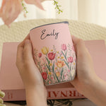Custom Birth Flower & Name For Her, Gift For Friends, Coworkers, Daughters, Sisters - Personalized Wine Tumbler