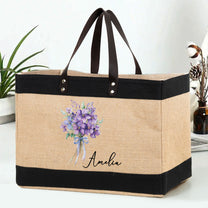 Custom Birth Flower & Name For Her, Wife, Daughter, Sister - Personalized Tote Bag