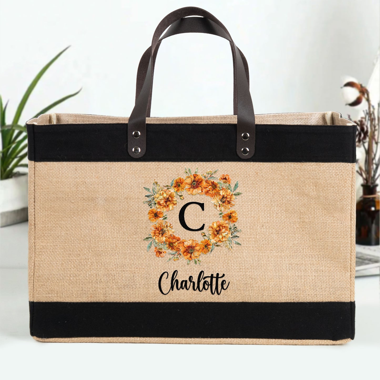 Custom Birth Flower & Name For Her, Wife, Daughter, Sister - Personalized Tote Bag