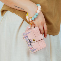 Custom Birth Flower & Name For Her, Wife, Daughter, Sister - Personalized Keychain Wristlet Leather Wallet