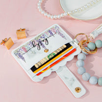 Custom Birth Flower & Name For Her, Wife, Daughter, Sister - Personalized Keychain Wristlet Leather Wallet