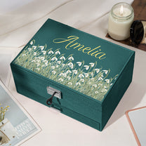 Custom Birth Flower & Name For Her, Wife, Daughter, Sister - Personalized Large Jewelry Box