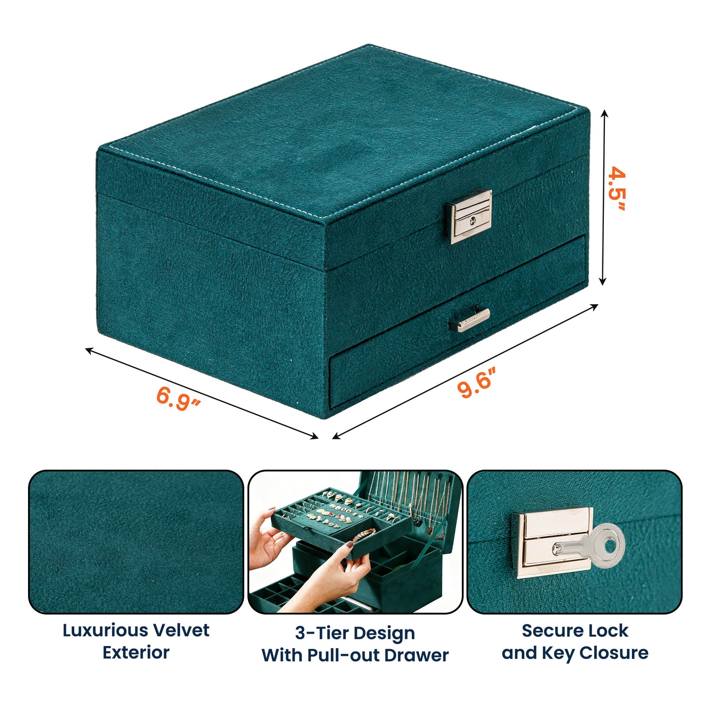 Custom Birth Flower & Name For Her, Wife, Daughter, Sister - Personalized Large Jewelry Box