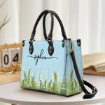 Custom Birth Flower & Name For Her, Wife, Daughter, Sister - Personalized Leather Bag