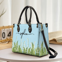 Custom Birth Flower & Name For Her, Wife, Daughter, Sister - Personalized Leather Bag