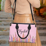 Custom Birth Flower & Name For Her, Wife, Daughter, Sister - Personalized Leather Bag