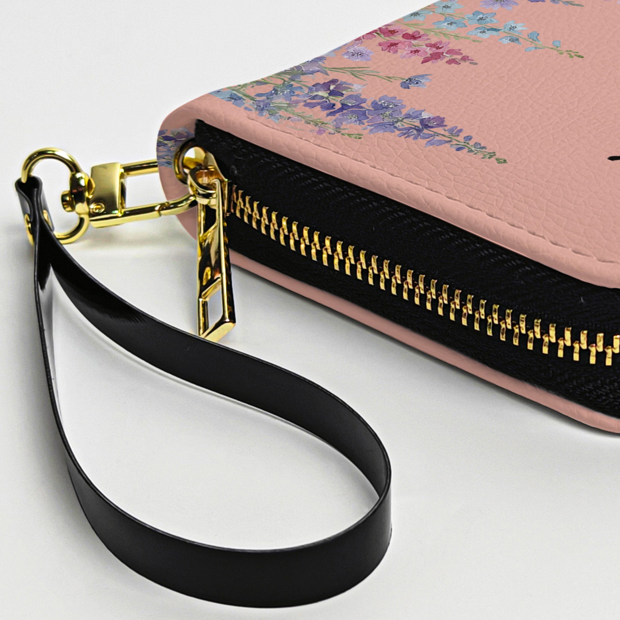 Custom Birth Flower & Name For Her, Wife, Daughter, Sister - Personalized Leather Long Wallet