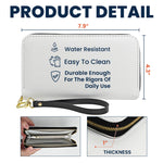 Custom Birth Flower & Name For Her, Wife, Daughter, Sister - Personalized Leather Long Wallet