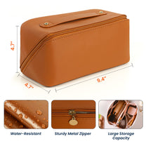 Custom Birth Flower & Name For Her, Wife, Daughter, Sister - Personalized Leather Makeup Bag