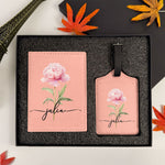 Custom Birth Flower & Name For Her, Wife, Daughter, Sister - Personalized Passport Cover And Luggage Tag Travel Set