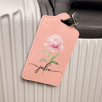 Custom Birth Flower & Name For Her, Wife, Daughter, Sister - Personalized Passport Cover And Luggage Tag Travel Set