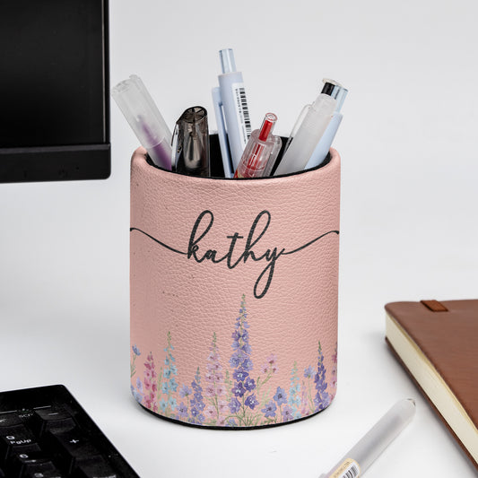 Custom Birth Flower & Name For Her, Wife, Daughter, Sister - Personalized Pencil Holder