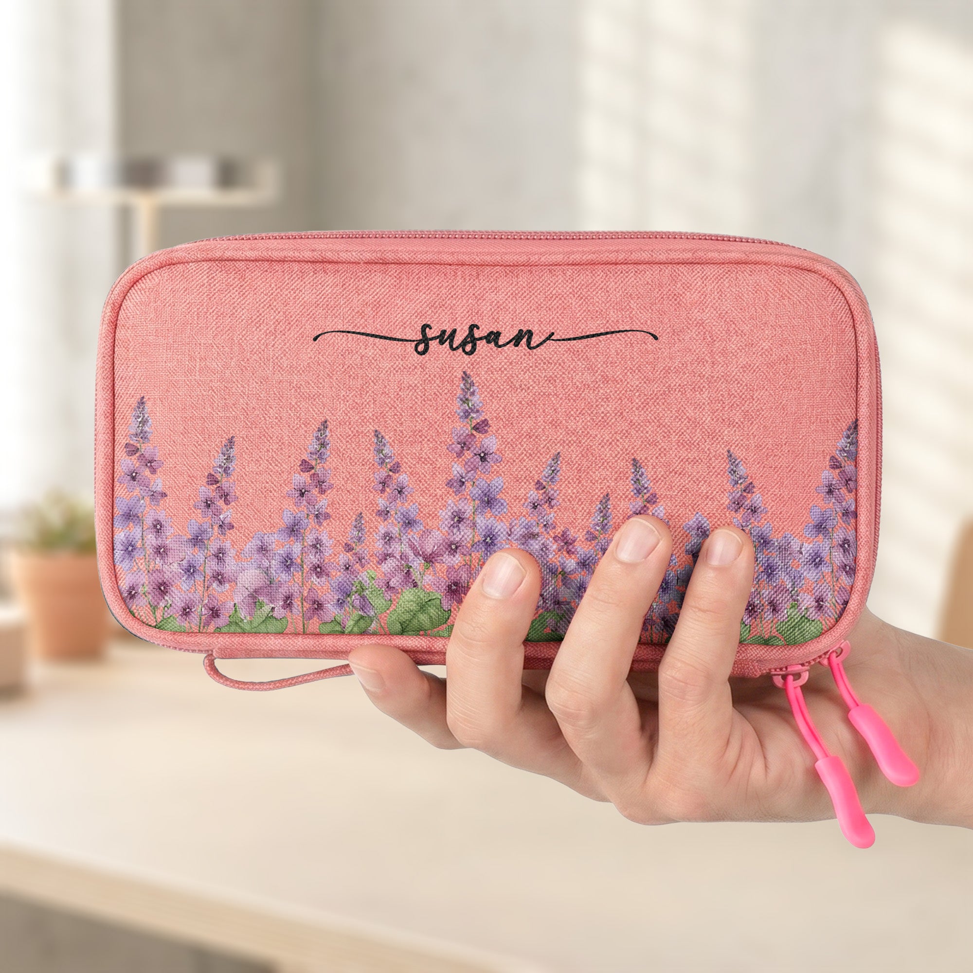 Custom Birth Flower & Name For Her, Wife, Daughter, Sister, Mom, Coworkers - Personalized Cable Bag