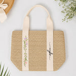 Custom Birth Flower & Name - Gifts For Her, Daughter, Friends, Wife, Summer Bestie Trip - Personalized Straw Bag