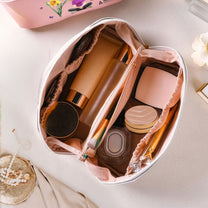 Custom Birth Flower & Name In Bible Verse - Personalized Leather Makeup Bag