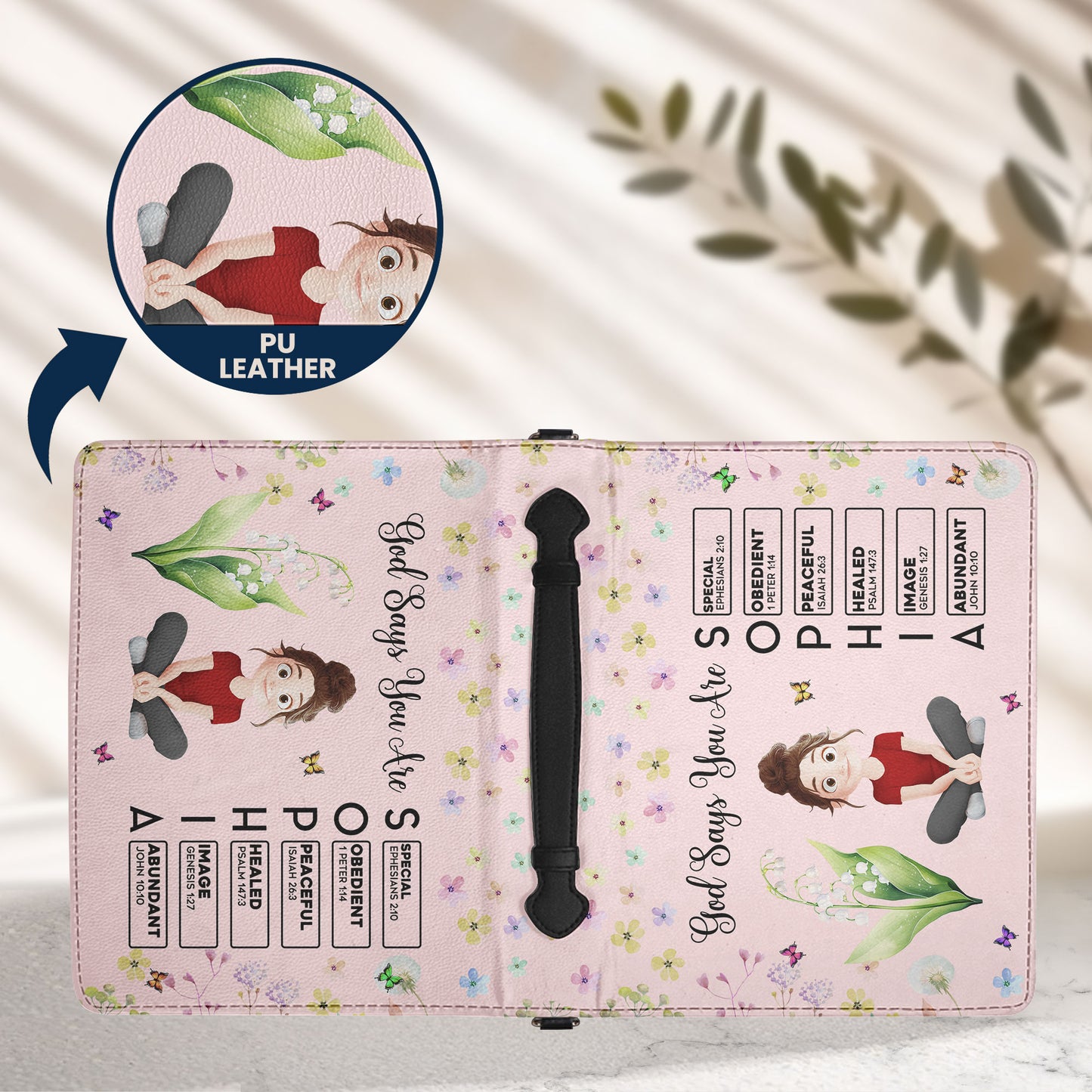 Custom Birth Flower & Name In Bible Verses Gifts For Her - Personalized Bible Cover