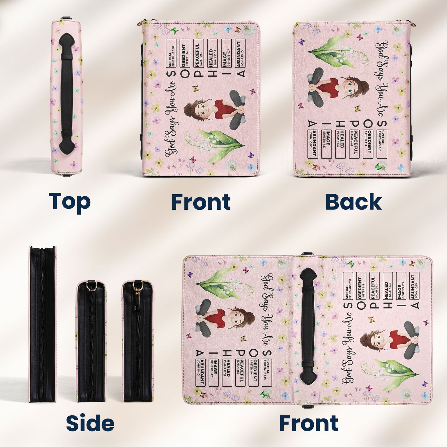 Custom Birth Flower & Name In Bible Verses Gifts For Her - Personalized Bible Cover