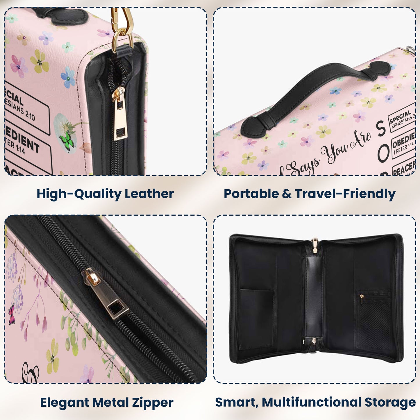 Custom Birth Flower & Name In Bible Verses Gifts For Her - Personalized Bible Cover