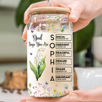 Custom Birth Flower & Name In Bible Verses Gifts For Her - Personalized Clear Glass Cup