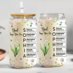 Custom Birth Flower & Name In Bible Verses Gifts For Her - Personalized Clear Glass Cup