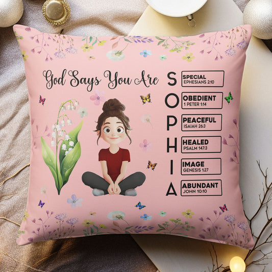Custom Birth Flower & Name In Bible Verses Gifts For Her - Personalized Pillow (Insert Included)