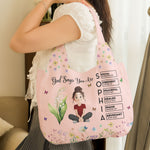 Custom Birth Flower & Name In Bible Verses Gifts For Her - Personalized Round Tote Bag
