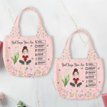 Custom Birth Flower & Name In Bible Verses Gifts For Her - Personalized Round Tote Bag