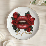 Custom Birth Flower & Name Lips, Gifts For Her - Personalized Jewelry Dish