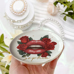 Custom Birth Flower & Name Lips, Gifts For Her - Personalized Jewelry Dish