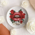 Custom Birth Flower & Name Lips, Gifts For Her - Personalized Jewelry Dish